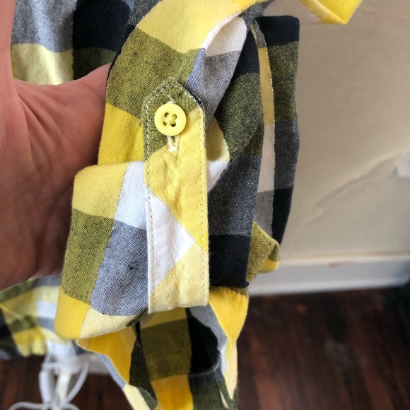 Cato Split Neck Button Down Plaid Shirt L Black - Picture 6 of 8